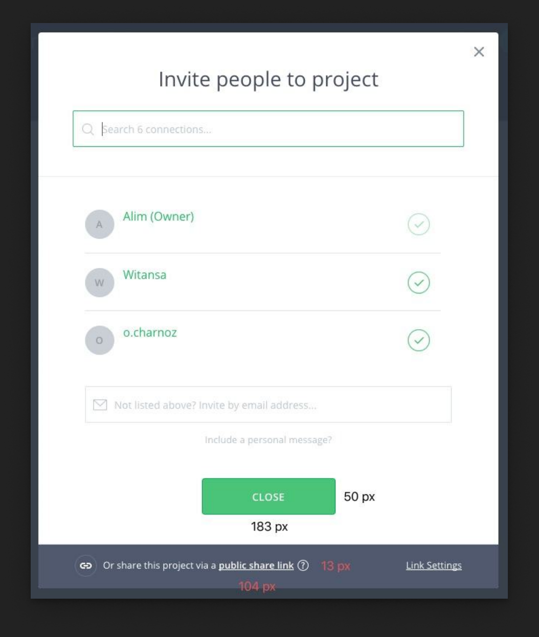 Dialog Invite people to project