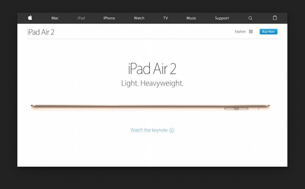 Bagian awal website Apple