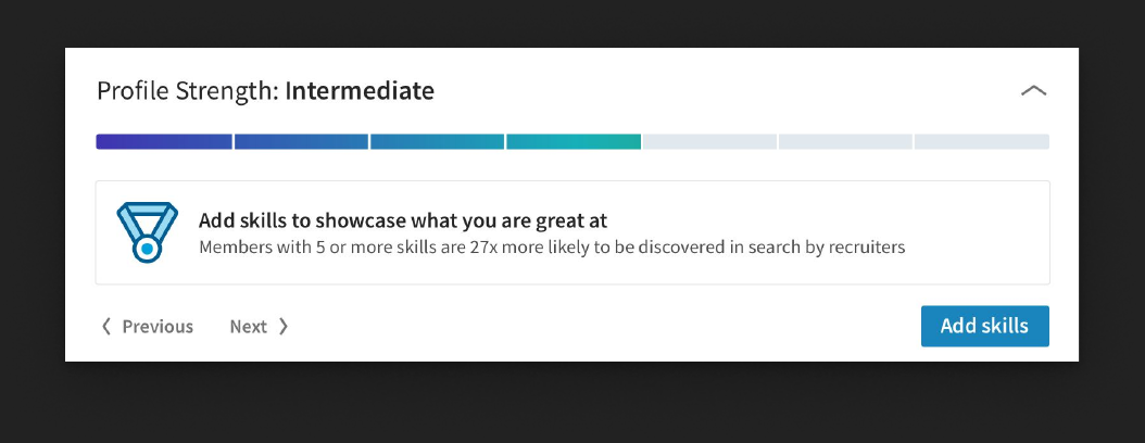 Progress bar profil LinkedIn